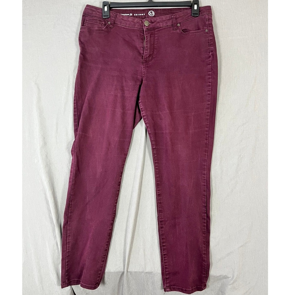 Westport 1962 Jeans Womens 14 Signature Fit Skinny Burgundy Stretch EUC